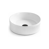 HAVANA R, ALB, LAVOAR ROTUND PE BLAT, RIFLAT CU BORDURA , 37X37X13 CM, FARA ORIFICIU PENTRU BATERIE, FARA PREAPLIN, 1500C